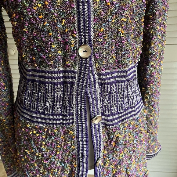 Vintage H MOSS Designs Mclean VA Chenille boucle Cardigan Sweater Sz Small S - Picture 3 of 11